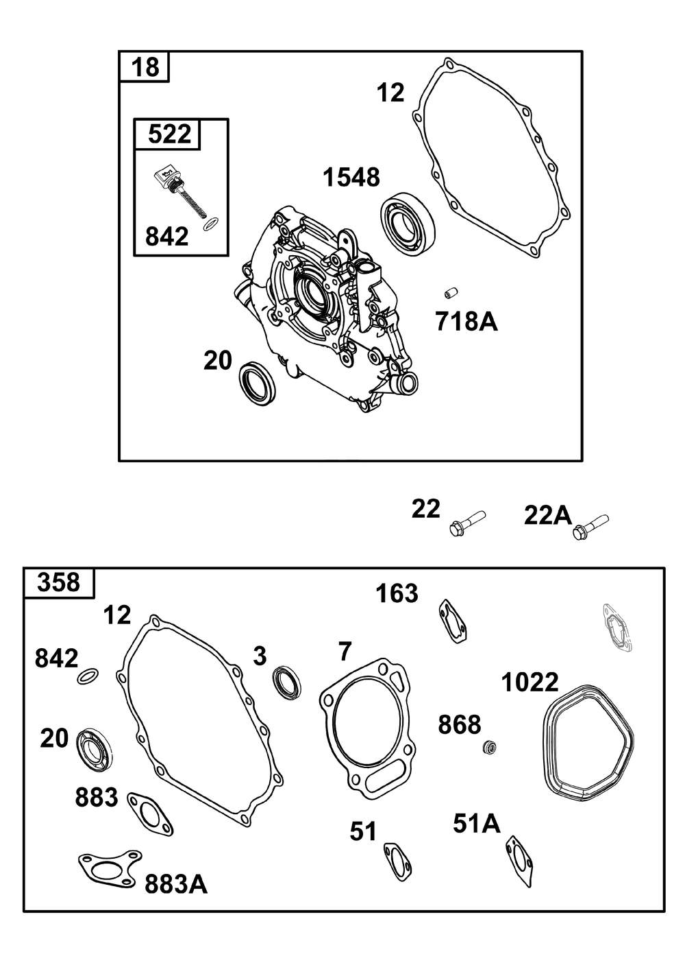 Crankcase Cover/Sump Group Diagram and Parts List for 19N132-0237-H1 100000 - 19Z999 Briggs and Stratton Engine